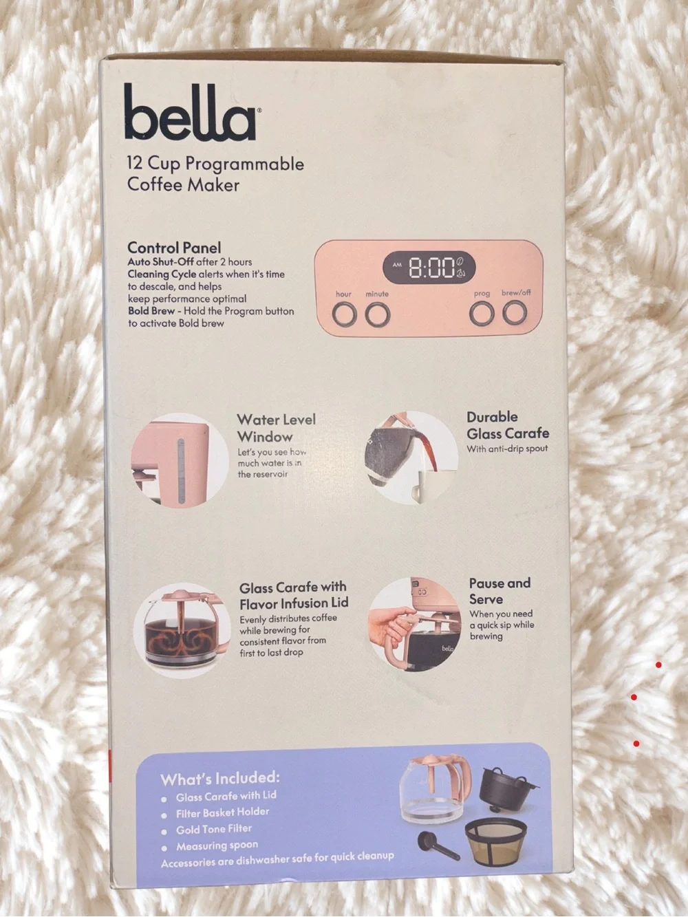 Bella 12-Cup Programmable Coffee Maker - Pink